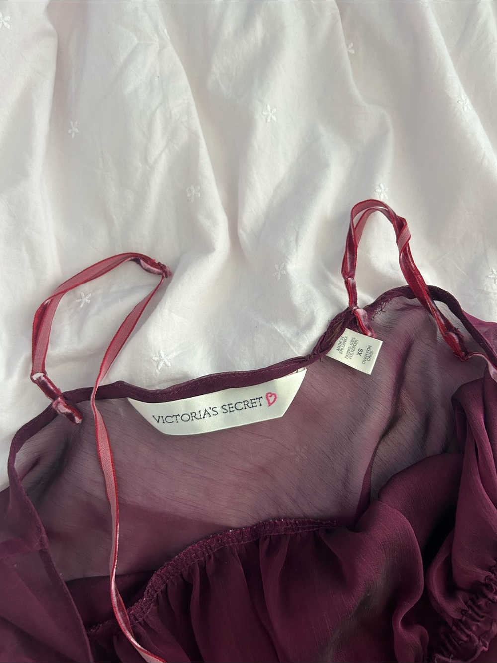 Vintage Victoria Secret Sheer Delicate Iridescent Burgundy Slip Dress - Picture 4 of 5